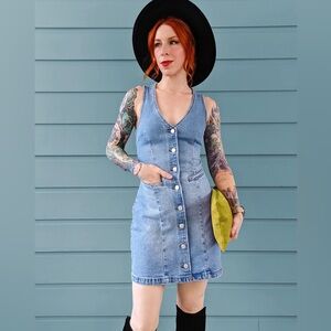 ROLLAs Dallas Blue Denim Button-Down Dress S